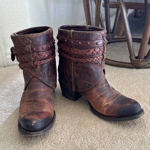 Rustic Braided Leather Ankle Booties